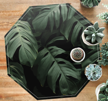 Monstera leaves flower rug - TenStickers
