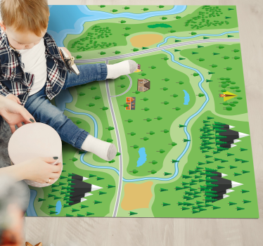 Mountain road map road mat - TenStickers