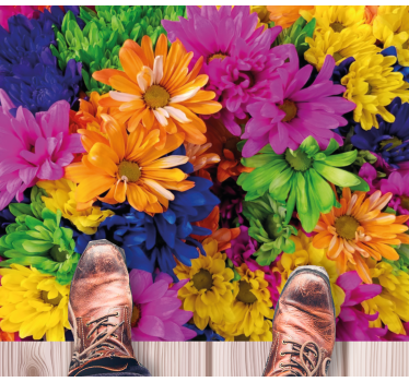 Multicolor daisy flowers flower rug - TenStickers