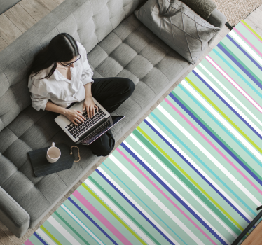 Multicolored elegant patterns stripes vinyl rug - TenStickers