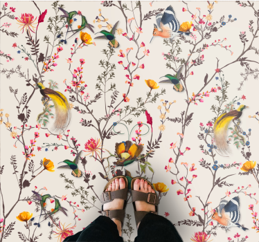 Naturalistic floral design retro rug - TenStickers