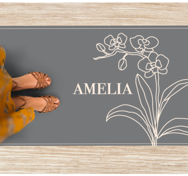 Nice orchid Line art with branch flower rug - TenStickers