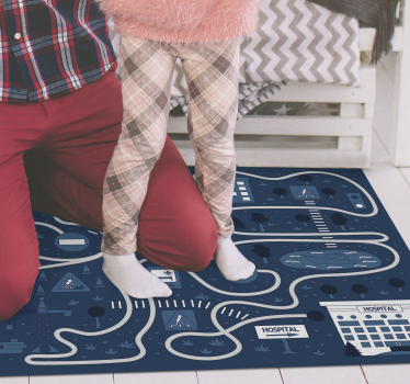 Nordic blue road baby mat - TenStickers