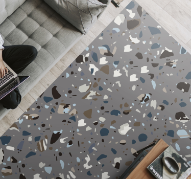 Nordic style geometrical grey vinyl rug - TenStickers