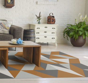 Orange and grey abstract modern tile geometric carpets - TenStickers