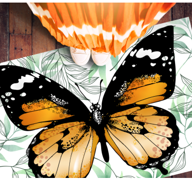 Orange butterfly rectangular jute rug - TenStickers