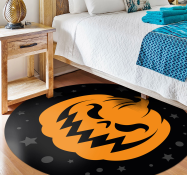 Orange pumpkins on black background living room rug - TenStickers