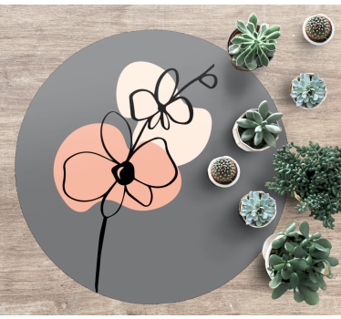 Orchids abstract line art design flower rug - TenStickers