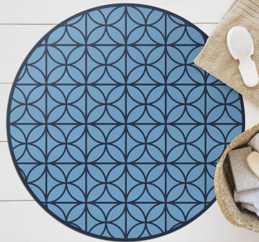 Overlapping blue circles retro rug - TenStickers