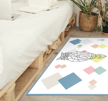 Owl print on geometric shapes  nordic style rug - TenStickers