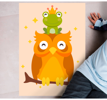 Owl with frog cap bedroom carpet - TenStickers
