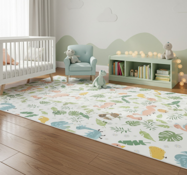 Pastel color dinosaur forest bedroom vinyl rug - TenStickers