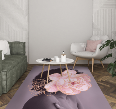 Peony person flower vinyl rug - TenStickers
