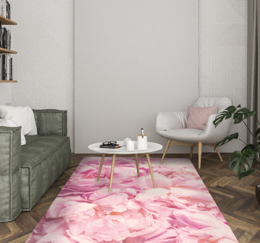 Peony realistic pink flowers flower rug - TenStickers