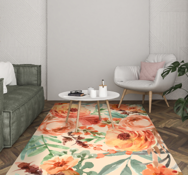 Peony watercolour flowers flower rug - TenStickers