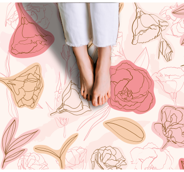 Pink and white roses flower rug - TenStickers