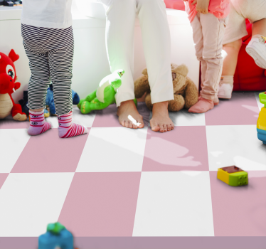 Pink and white squares vinyl rug - TenStickers