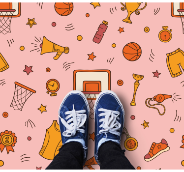 Pink cartoon basketball pattern carpet runners for halls - TenStickers