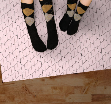 Pink geometric style tile vinyl rug - TenStickers