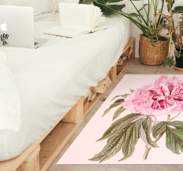 Pink Peony Blossom flower vinyl rug - TenStickers