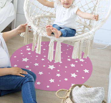 Pink Stars round vinyl carpet - TenStickers
