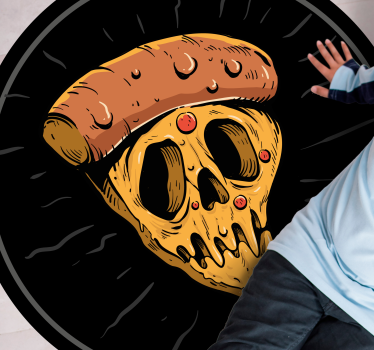 Pizza skull graffiti style contemporary rugs - TenStickers