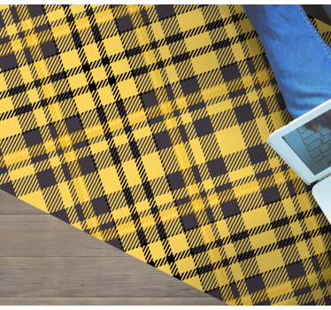 Plaid yellow print vinyl rug - TenStickers