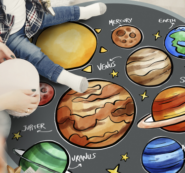 Planets and names kids vinyl carpet - TenStickers
