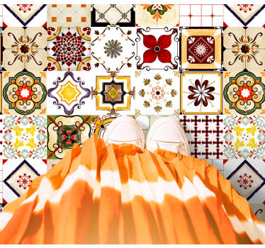 Portuguese style tile kitchen flooring - TenStickers