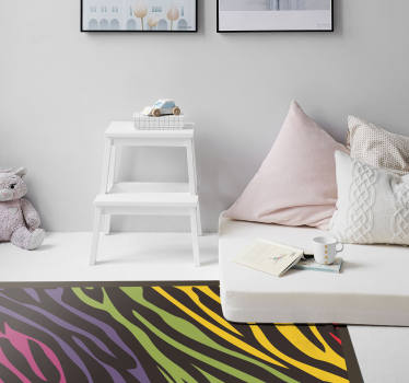 Rainbow zebra print animal print carpet - TenStickers