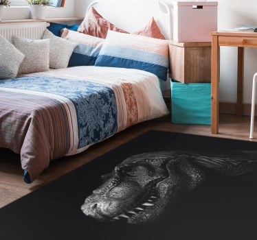 realistic and elegant dinosaur on black background animal mat - TenStickers