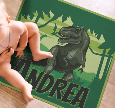 realistic dinosaur background personalised vinyl rug - TenStickers