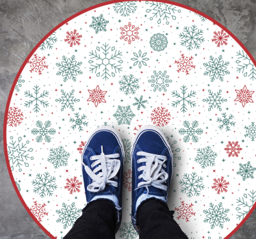 Red and green snowflakes Christmas rug - TenStickers