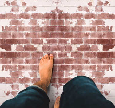 Red and white bricks design stone flooring - TenStickers
