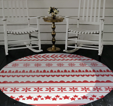 Red and White Christmas Pattern vinyl rug - TenStickers
