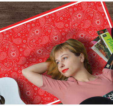 Red boho bandana pattern texture rug - TenStickers
