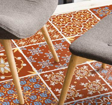 Red floral tile mat - TenStickers