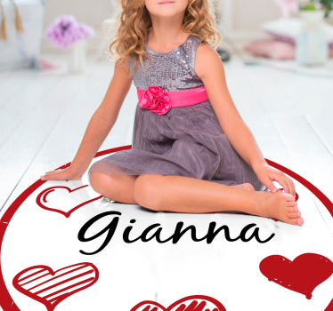 Red hearts with name teenage rugs for bedrooms - TenStickers