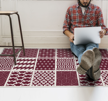 Red tile pattern vinyl mat - TenStickers