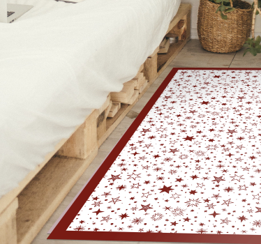 Red watercolour star rectangular jute rug - TenStickers