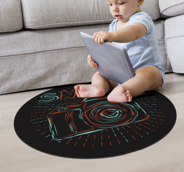 Retro camera vinyl rug vintage style vintage - TenStickers