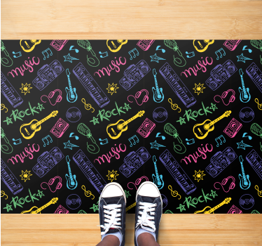 Rock Music Pattern vinyl rug - TenStickers