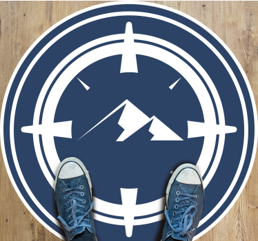 Round compass with mountains contemporary rugs - TenStickers