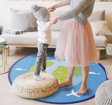 Round modern map vinyl map rug - TenStickers