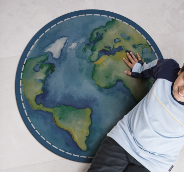 Round rug carpet the earth vinyl map rug - TenStickers
