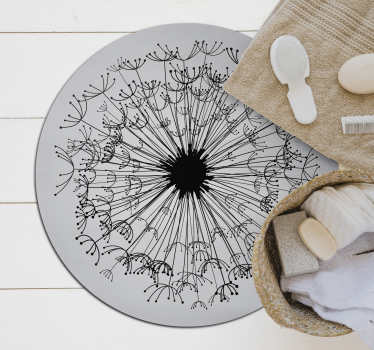 Round vinyl rug with leaves flower rug - TenStickers