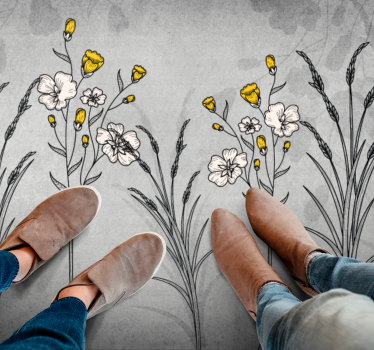 Scandinavian style grey plants nature carpet - TenStickers