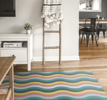 Scandinavian waves shape nordic style vinyl rugs - TenStickers
