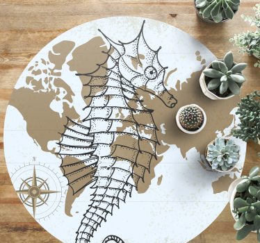 Seahorse map animal mat - TenStickers