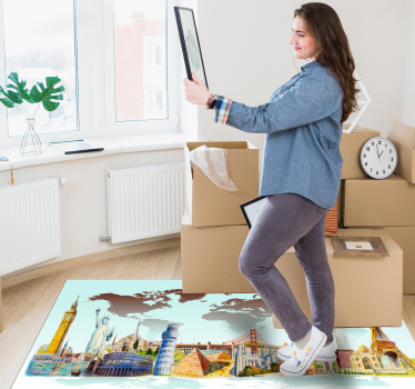 Silhouette mouments of different countries living room carpet - TenStickers